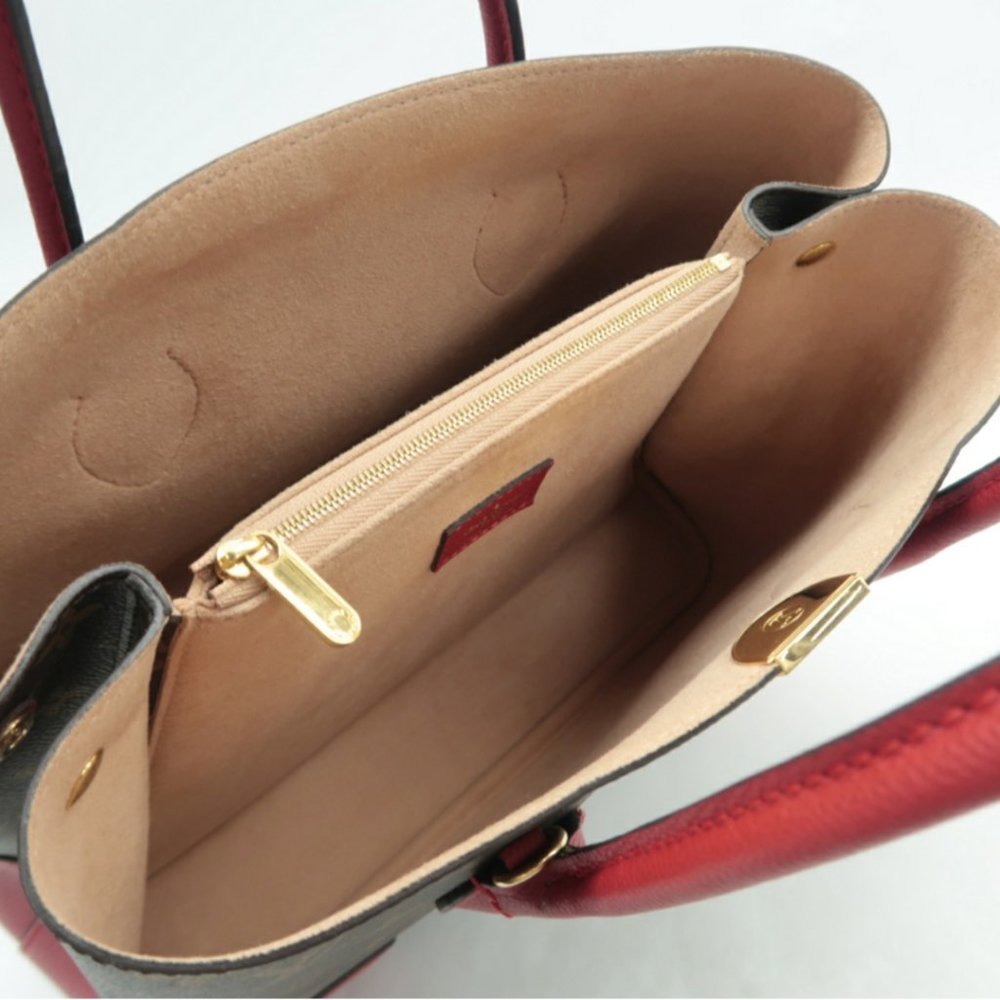 100% Authentic Louis Vuitton Flandrin Brown&Red Monogram Canvas Satchel  Bag - Picture 10 of 12